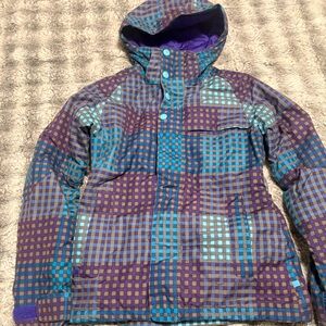 Burton Purple and Blue Checkered Ski Jacket